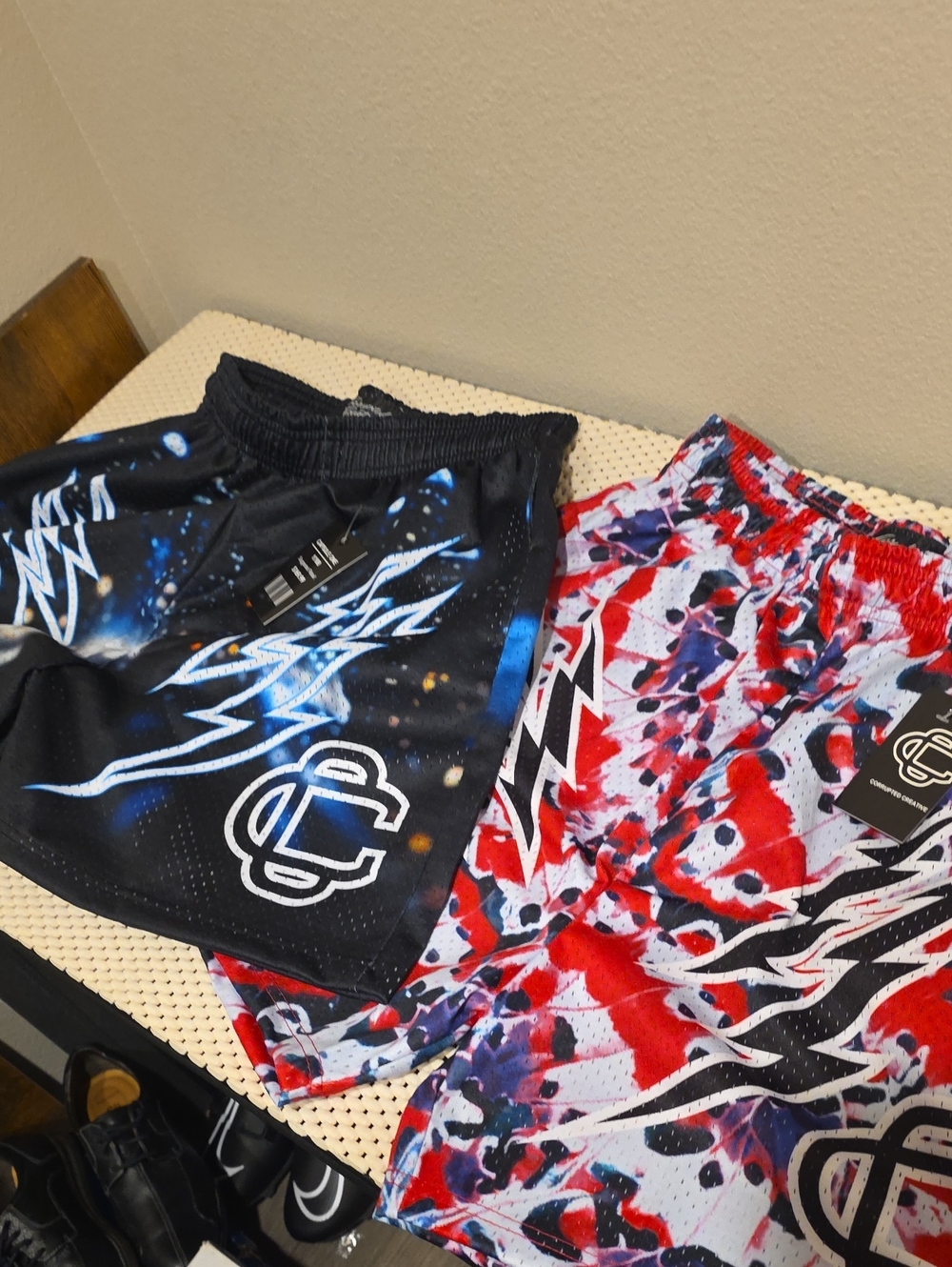 Capsule One Graphic Athletic Shorts in Red, Blue & White